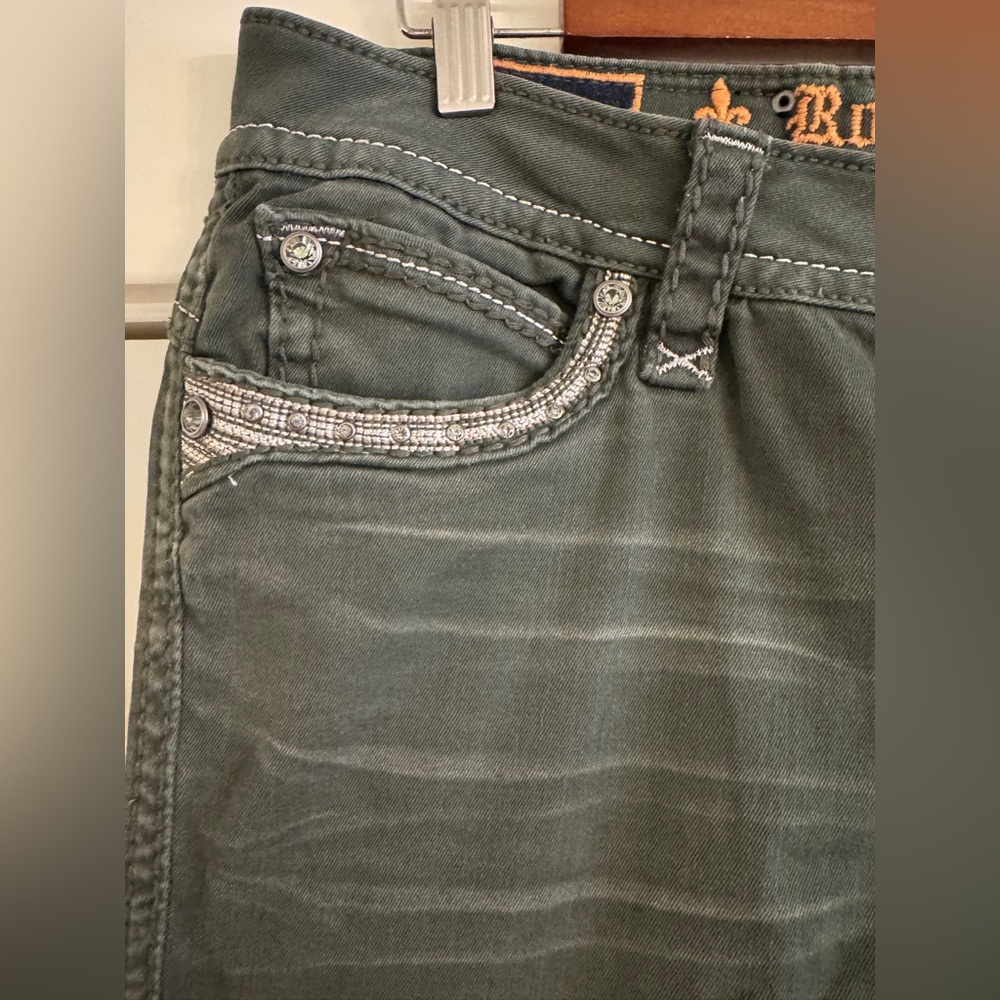 Rock Revival Slim Jeans in Dark Olive Green - Picture 2 of 9
